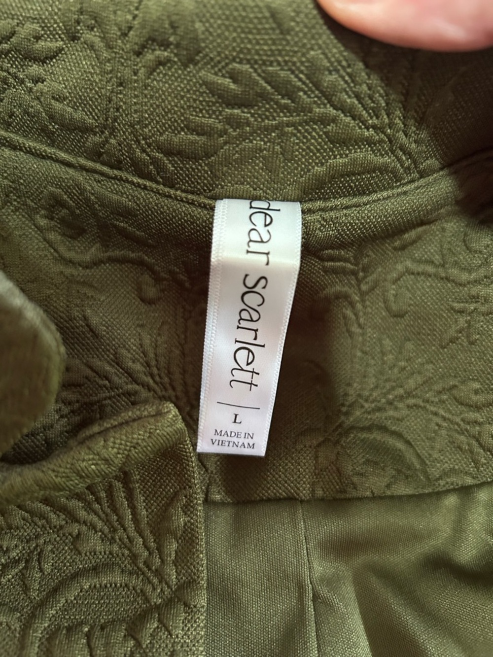 Dear Scarlett Olive Longline Embroidered Jacquard Midi Coat Large NWOT - Picture 5 of 11